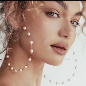 Elegant Pearl Hoop Earrings